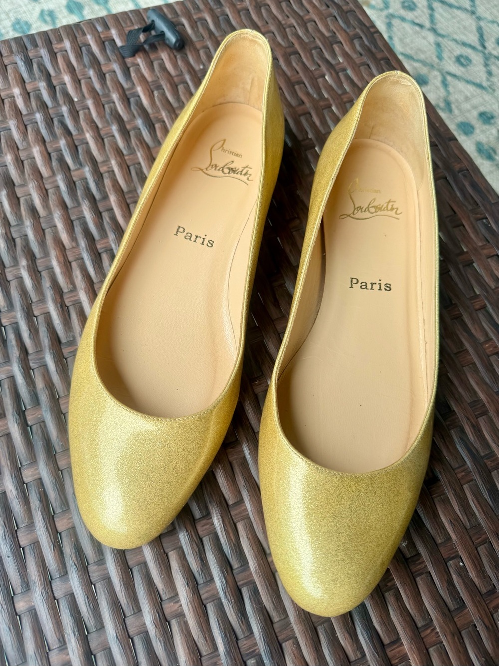 Christian Louboutin Gold Glitter Ballet Flats